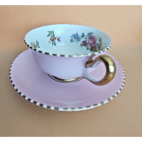 Vintage Pink Royal Chelsea Widemouth Tea Cup and saucer Pat.# 1699 1960's - Picture 9 of 11